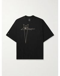 Rick Owens - Champion Tommy Oversized Logo-embroidered Cotton-jersey T-shirt - Lyst