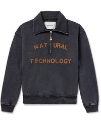STORY mfg. - Geo Appliquéd Organic Cotton-jersey Half-zip Sweatshirt - Lyst
