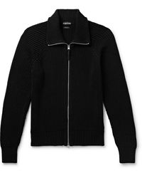 Tom Ford - Slim-fit Ribbed Silk And Cotton-blend Zip-up Cardigan - Lyst