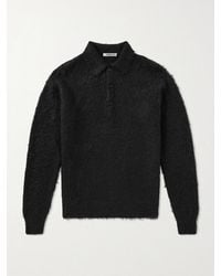 AURALEE - Brushed Mohair And Wool-Blend Polo Sweater - Lyst