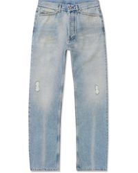 Palm Angels - Straight-leg Logo-embroidered Distressed Jeans - Lyst