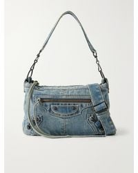 Balenciaga - Le City Moto Small Denim Messenger Bag - Lyst