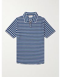 Oliver Spencer - Hawthorn Striped Waffle-knit Stretch-cotton And Modal-blend Polo Shirt - Lyst