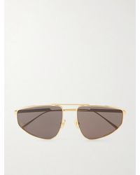 Bottega Veneta - Light Ribbon Aviator-style Gold-tone Sunglasses - Lyst