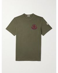 Moncler - Logo-flocked Appliquéd Cotton-jersey T-shirt - Lyst
