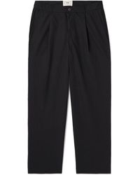 Folk - Wide-leg Pleated Cotton And Linen-blend Twill Trousers - Lyst