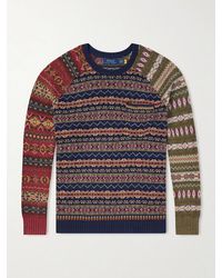 Polo Ralph Lauren - Fair Isle Linen, Cotton And Silk-Blend Sweater - Lyst