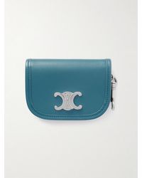 Celine - Nano Logo-Embellished Leather and Silver-Tone Keyring Wallet - Lyst