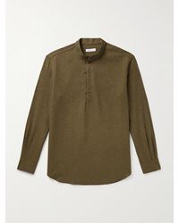 Loro Piana - Elia Grandad-Collar Virgin Wool And Cashmere-Blend Shirt - Lyst