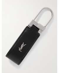 Saint Laurent - Tiny Cassandre Logo-embellished Leather And Silver-tone Key Fob - Lyst