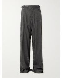Balenciaga - Pantaloni a gamba larga in lana principe di Galles effetto consumato con stampa - Lyst