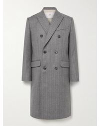 Ami Paris - Double-breasted Herringbone Virgin Wool-blend Coat - Lyst