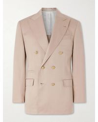 Brunello Cucinelli - Double-Breasted Silk And Linen-Blend Twill Blazer - Lyst