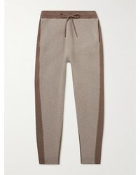 Theory Alcos Tapered Colour-block Wool And Cashmere-blend Joggers - Multicolour