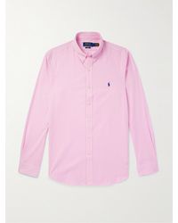 Polo Ralph Lauren - Gestreiftes Hemd aus Popeline aus einer Baumwollmischung mit Button-Down-Kragen - Lyst