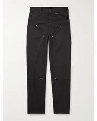 Givenchy - Pantaloni a gamba dritta in twill di misto lana con logo - Lyst