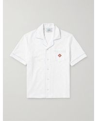 Casablancabrand - Camicia in spugna di misto cotone con logo jacquard e colletto aperto - Lyst