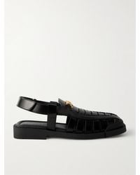 Versace - Rubber-trimmed Embellished Leather Sandals - Lyst