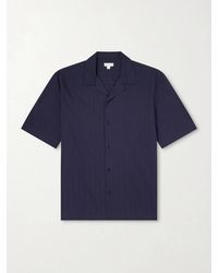 Sunspel - Camp-Collar Textured-Cotton Shirt - Lyst