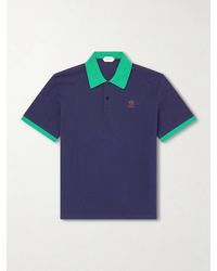 Versace - Logo-Embroidered Cotton-Piqué Polo Shirt - Lyst