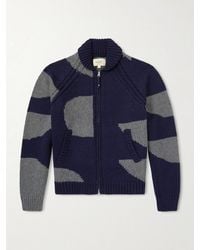 Folk - Curve Two-Tone Knitted Zip-Up Cardigan - Lyst