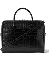 Saint Laurent - Croc-Effect Leather Briefcase - Lyst