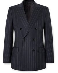 Tom Ford - Dyllan Double-Breasted Striped Wool-Twill Suit Jacket - Lyst