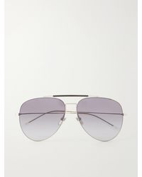 Gucci - Pure Light Double-bridge Aviator-style Silver-tone Sunglasses - Lyst