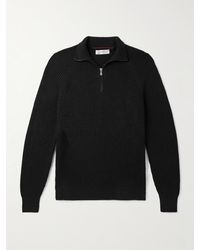 Brunello Cucinelli - Ribbed Cotton Half-zip Sweater - Lyst