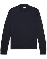 The Row Diego Merino Wool Polo Shirt - Blue