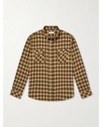 Wales Bonner - Canopy Button-Down Logo-Embroidered Checked Cotton Shirt - Lyst