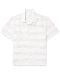 Bode - Camp-Collar Panelled Cotton-Poplin And Lace Shirt - Lyst