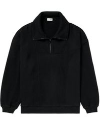 Saint Laurent - Logo-embroidered Cotton-jersey Half-zip Sweatshirt - Lyst
