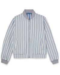 MR P. - Striped Cotton And Linen-blend Bomber Jacket - Lyst
