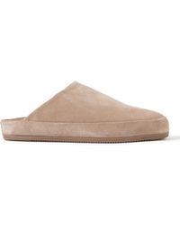 Mulo - Shearling-Lined Suede Slippers - Lyst