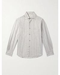 STÒFFA - Striped Cotton And Silk-Blend Dupioni Shirt - Lyst
