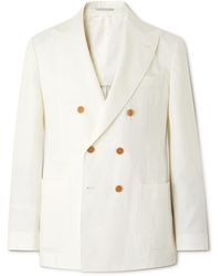 Brunello Cucinelli - Double-breasted Linen Suit Jacket - Lyst