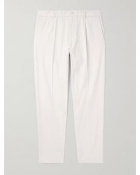 Club Monaco - Straight-leg Pleated Cotton-blend Trousers - Lyst