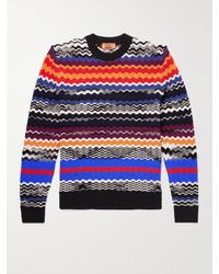 Missoni - Slim-fit Striped Crochet-knit Wool-blend Sweater - Lyst