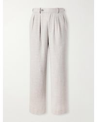 Blue Blue Japan - Straight-Leg Pleated Wool, Cotton And Yak-Blend Twill Trousers - Lyst