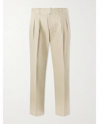 Officine Generale - Straight-Leg Pleated Cotton-Twill Chinos - Lyst