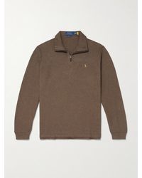 Polo Ralph Lauren - Pullover aus Baumwolle mit kurzem Reißverschluss und Logostickerei - Lyst