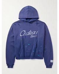 GALLERY DEPT. - Chateau Ranch Distressed Paint-Splattered Logo-Print Supima Cotton-Jersey Hoodie - Lyst
