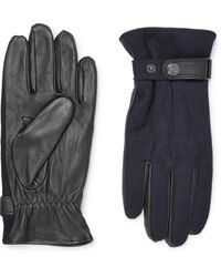 Dents - Flannel And Leather Gloves - Lyst