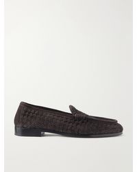 Bottega Veneta - Silenzio Intrecciato Suede Loafers - Lyst
