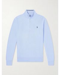 Polo Ralph Lauren - Logo-embroidered Cotton-piqué Half-zip Sweater - Lyst