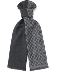 Gucci - Alfie Frayed Logo-Jacquard Wool Scarf - Lyst