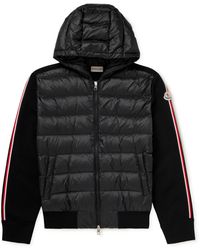 Moncler - Slim-fit Ribbed Wool And Quilted Shell Down Hooded Zip-up Cardigan - Lyst