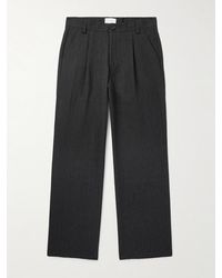Oliver Spencer - Orsman Wide-leg Herringbone Cotton And Wool-blend Trousers - Lyst