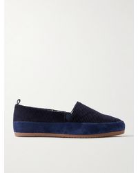 Mulo - Shearling-Lined Suede-Trimmed Cotton-Corduroy Loafers - Lyst
